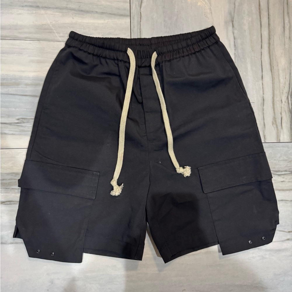 Rick Owens Black Cargo Shorts